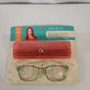 Pioneer Woman Blue Light Glasses with Red Case